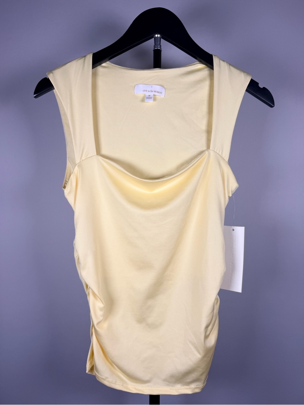 L'Agence Soft Cowl Neck Tank Top in Pale Yellow